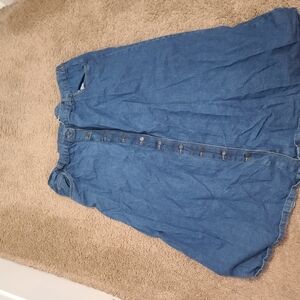 Blue Denim Button-Down Skirt